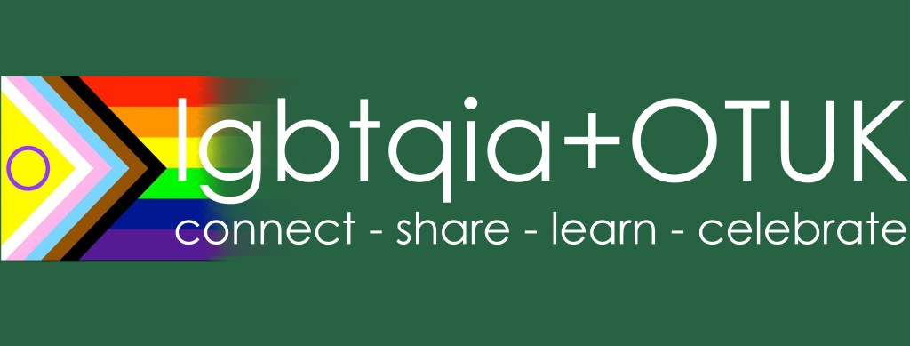 The LGBTQIA+OT logo. It has the Intersex-inclusive progress flag and the words LGBTQIA+OT in white followed by connect share learn celebrate